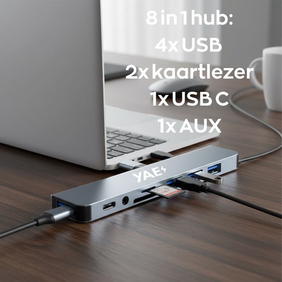 YAE USB C Hub - 8 in 1 Hub