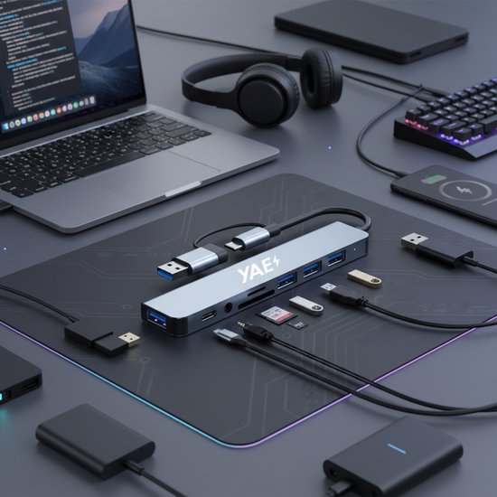 YAE USB C Hub - 8 in 1 Hub