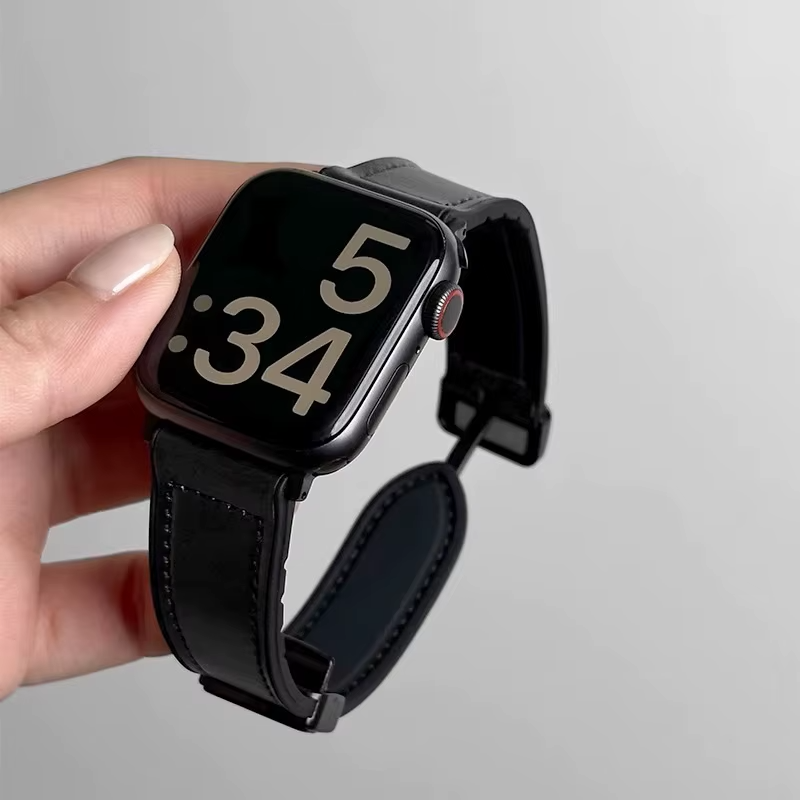 AppleWatch Bandje Leer Zwart